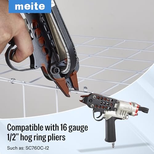 Image of meite 16 Gauge 1 /2 inch Hog Rings, Galvanized Hog Ring Staples for SC760C, SC760-I2 Hog Ring Stapler, C Ring Staples for Bag Closing, Fencing Installation, Upholstery Repair (36,000 Counts)