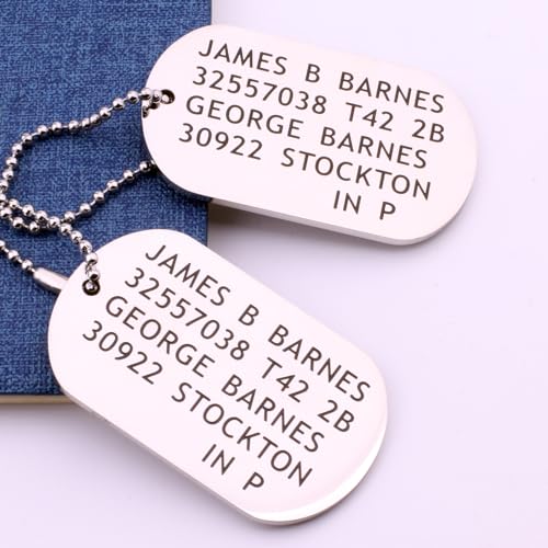 Stainless Steel James B Barnes Bucky Military Dog Tags Necklace Cosplay Costume Prop2