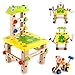 Dirgee Hölzerne zusammengebaute Sorte Werkzeugstuhl, DIY Holzschraube Muttern Block Bolzen Set, Holzspielzeug, Workbench Blocks Tischstuhl for Kleinkinder, Puzzlespielzeug