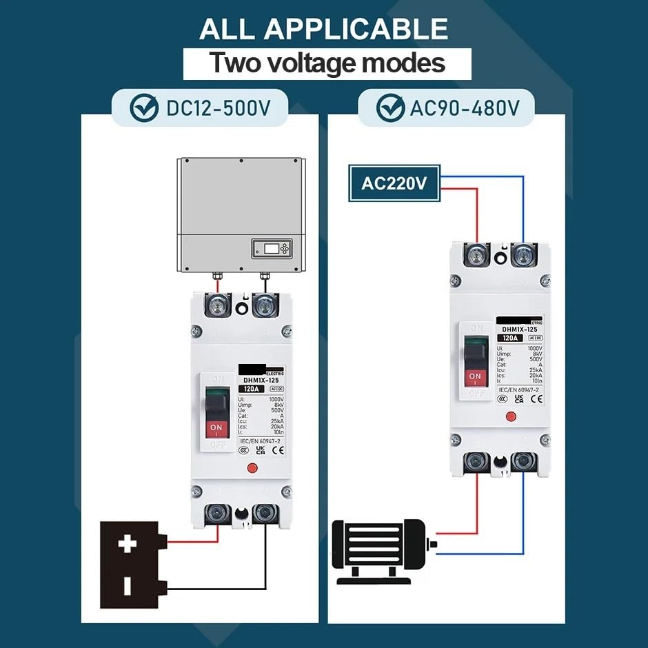 Interruttore automatico, DC MCCB 500V 25KA Interruttore solare scatolato 125A 160A 200A 250A(100a)