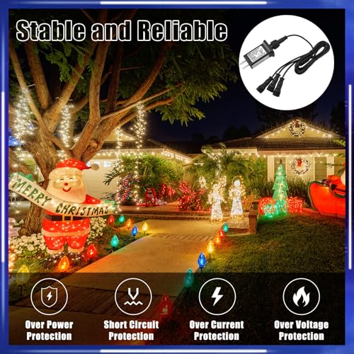 Image of Kingdder 4 Pcs 12V Class 2 Power Supply Yard Inflatable Adapter Replacement with Y Shape 1 Male Divided 3 Female Spillter Connector Low Voltage for Christmas Inflatable LED Lights (15, Watts)