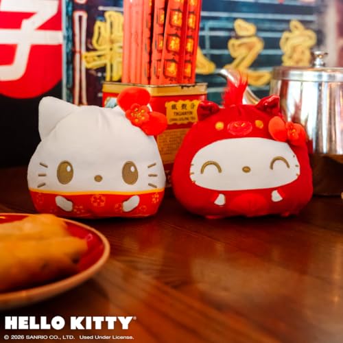 Image of TeeTurtle Reversible Sanrio Hello Kitty Plushie 4-Inch Lunar New Year Two-Sided Flip Plush Toy with Embroidered Details - Cute Mini Collectible Plush for Kids, Teens, and Adults