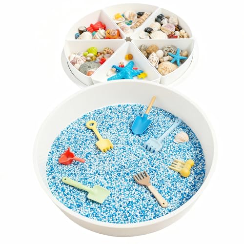 Toddler Sensory Bin with Lid Large Sensory Tray for Toddlers Removable Storage Inserts Sensory Activities for Kids Fine Motor Skills Development