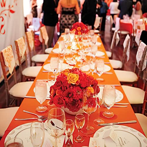 Image of PartyWoo Halloween Tablecloth, 54 x 108 Inch Orange Rectangle Tablecloth, Plastic Tablecloth for 6 to 8 Ft Table, Halloween Table Cover, Waterproof Halloween Table Clothes for Party (1 Pack)