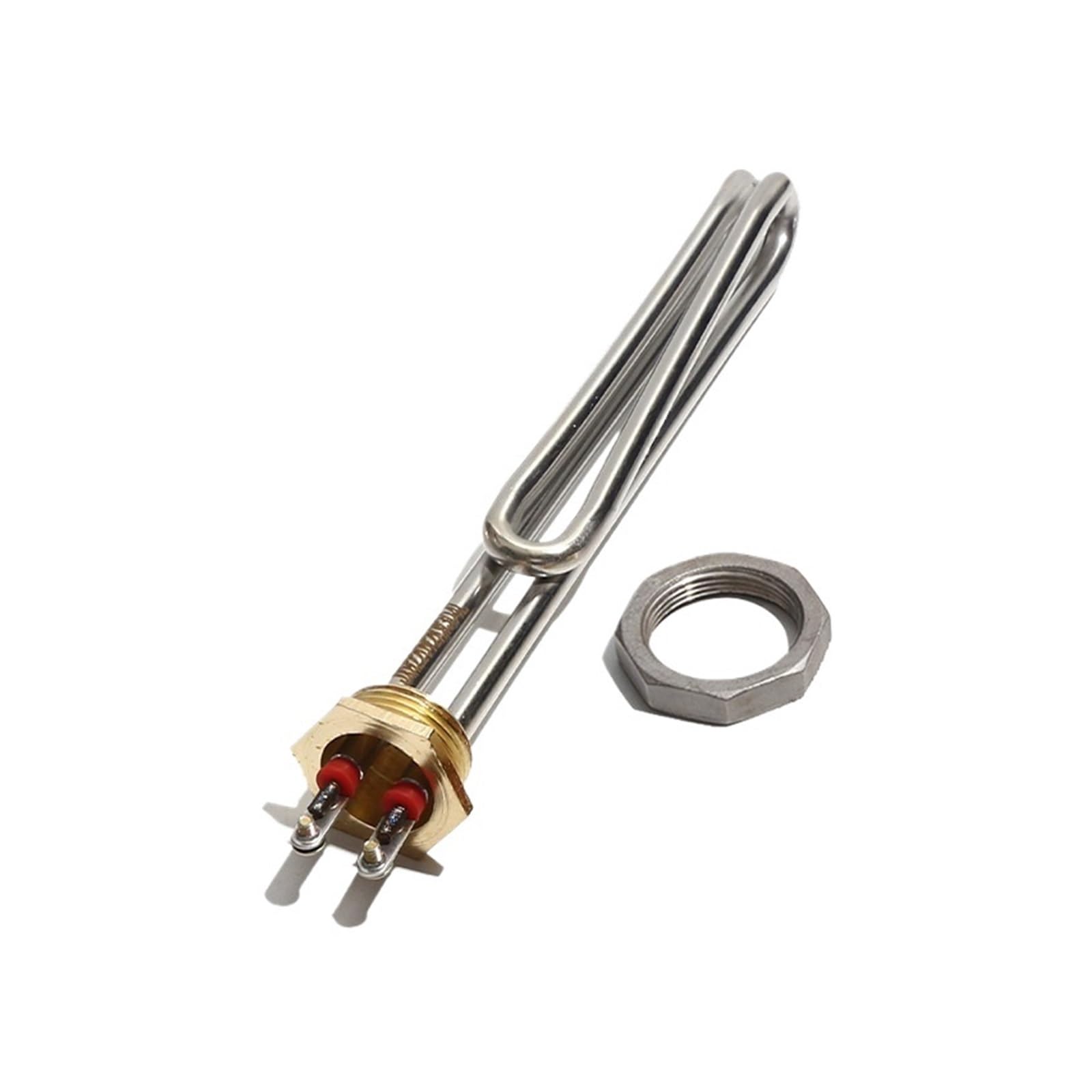 Immersion Water Heating Element Electric Water Heating Element G1 Copper Thread AC 110V 220V Bend Resistance Solar Boiler Heater 1000W 2000W 3000W(with locknut,380V_3KW 230MML)