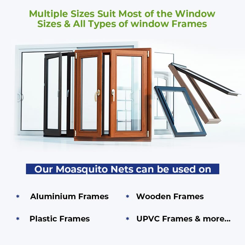 Image of Mosquito Net for Windows Pre-Stitched (Size:130cmX150cm, Color: Cream) Premium 120GSM Strong Fiberglass Net with Self Adhesive Hook Tape