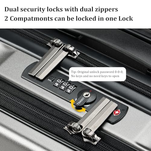 Image of 16 Inch Carry On Luggage with 2 Compartments for 14 inch & 15 inch Laptop, 16.14*8*17.12 inch Rolling Briefcase, Lightweight Hardshell ABS+PC Suitcase with Spinner Silent Wheels, for Business Trip, Dark Gray