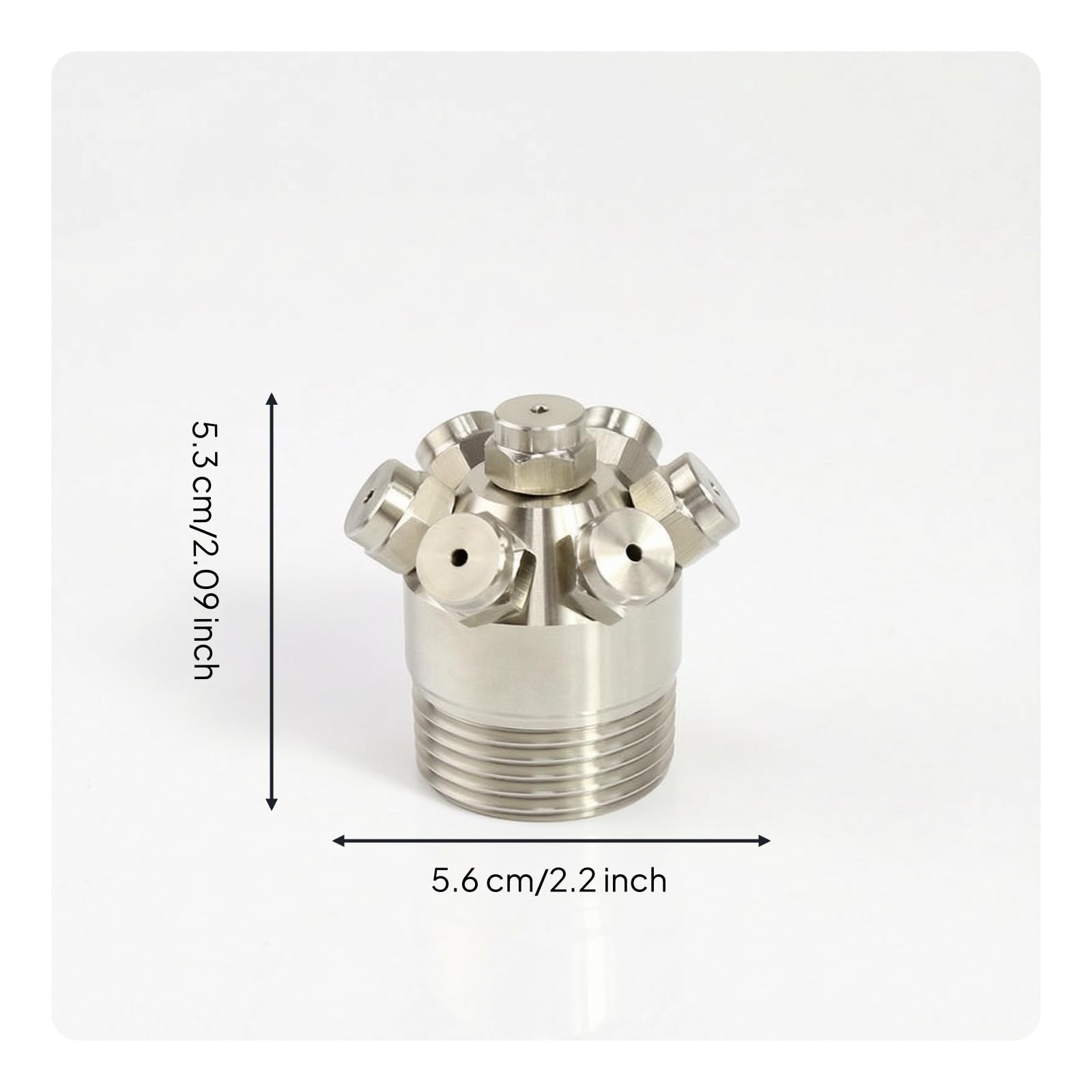 Multi Düse Sprühkopf Edelstahl Zerstäuber Mehrloch Sprinkler Aufsatz Sprühdüse mit 7 Öffnungen aus 304 Edelstahl Feiner Nebel für Kühlung, size to 8