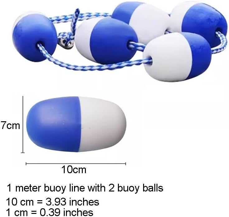 Floating Pool Safety Rope with Floats - Preassembled Divider Buoy with Hooks, 50m Blue & White Swim Lane Separator for Beach & Pool Races