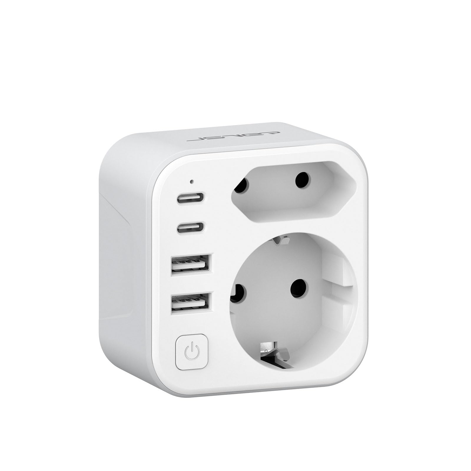 JSVER Reisadapter voor Zuid-Afrika, Stekkeradapter Type M 2 Adapter Reisstekker Zuid-Afrika Duitsland met 2 USB C & 2 USB A (3.4A 17W) voor Zuid-Afrika Namibië, Mozambique(wit