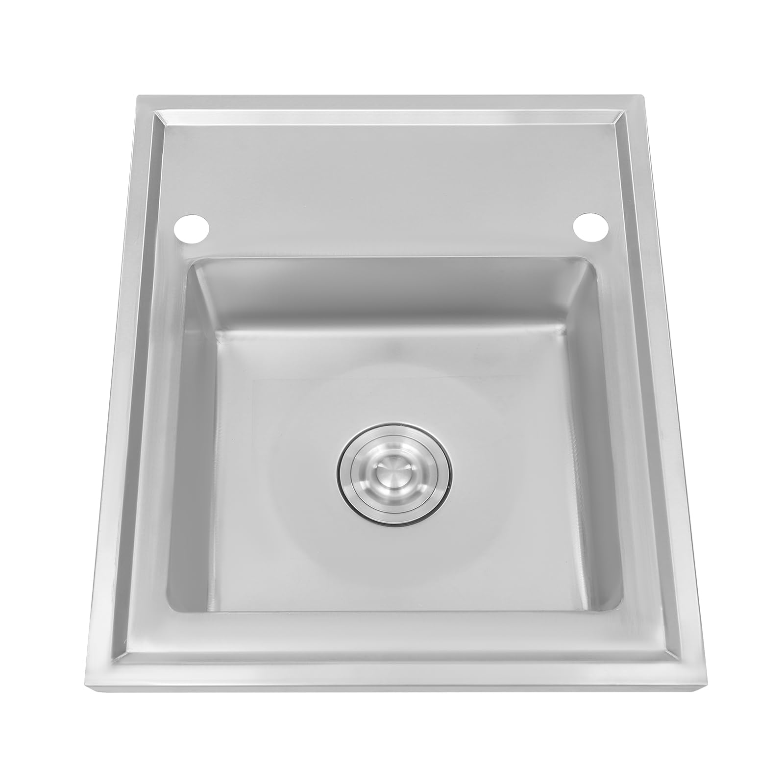 Edelstahl Spülbecken 60 cm Breit mit Abtropffläche und Abflusssieb, Silber Eckig Küche Spüle Ausgussbecken Küchenspüle,Einbauspüle Eckspüle Waschbecken, 1 Becken (60.2 * 60.2 * 15.49cm)