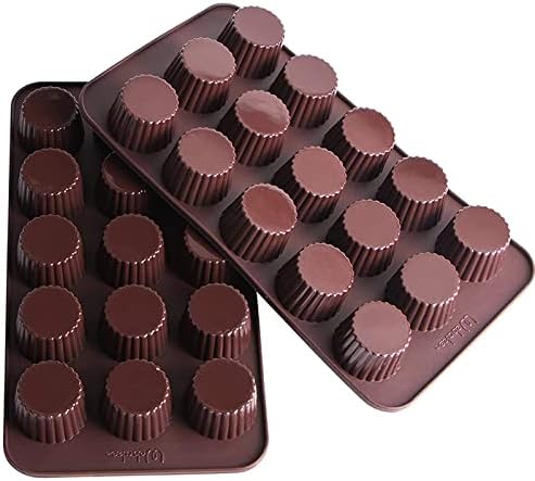 Webake Chocolate Candy Molds Silicone Baking Mold for Snack Size Peanut Butter Cup, Jello, Keto Fat Bombs and Cordial, Pack of 2