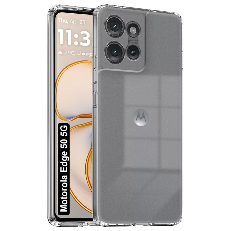 Fashionury Shockproof Crystar Clear Back Case Cover for Motorola Edge 50 5G | Transparent Back Cover | Raised Bumps for Camera & Screen Protection for Motorola Edge 50 5G (B0DHCF94WT) Amazon Price History, Amazon Price Tracker