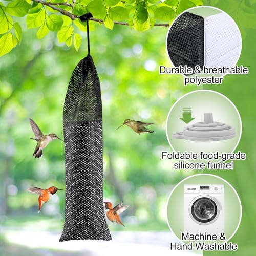 Alimentador de calcetines de pinzón 6 piezas para exteriores, sacos de alimentación de semillas de cardo duraderos blancos - Imagen 9 de 15