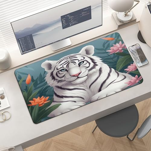 Alfombrilla de escritorio grande de goma estilo blanco miniatura 6
