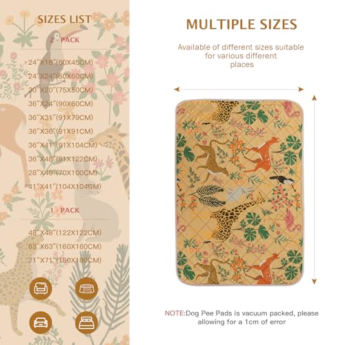 Image of IEUUMLER Washable Pee Pads for Dogs, 2 Pack Forest Pattern Reusable Waterproof Puppy Pads, Non-Slip Super Absorbent Dog Training Pad for Playpen Crate Bed EU013 Earth Yellow Jungle, 30x20