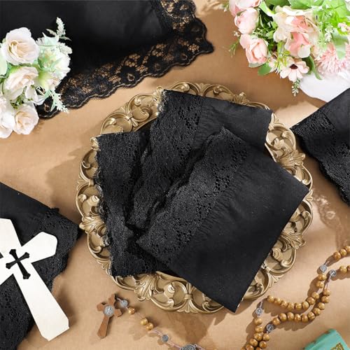 6 Pack 23'' Lap Scarf for Women Church with Lace Lap Scarves Ladies Cotton Handkerchief for Skirts Church Office3