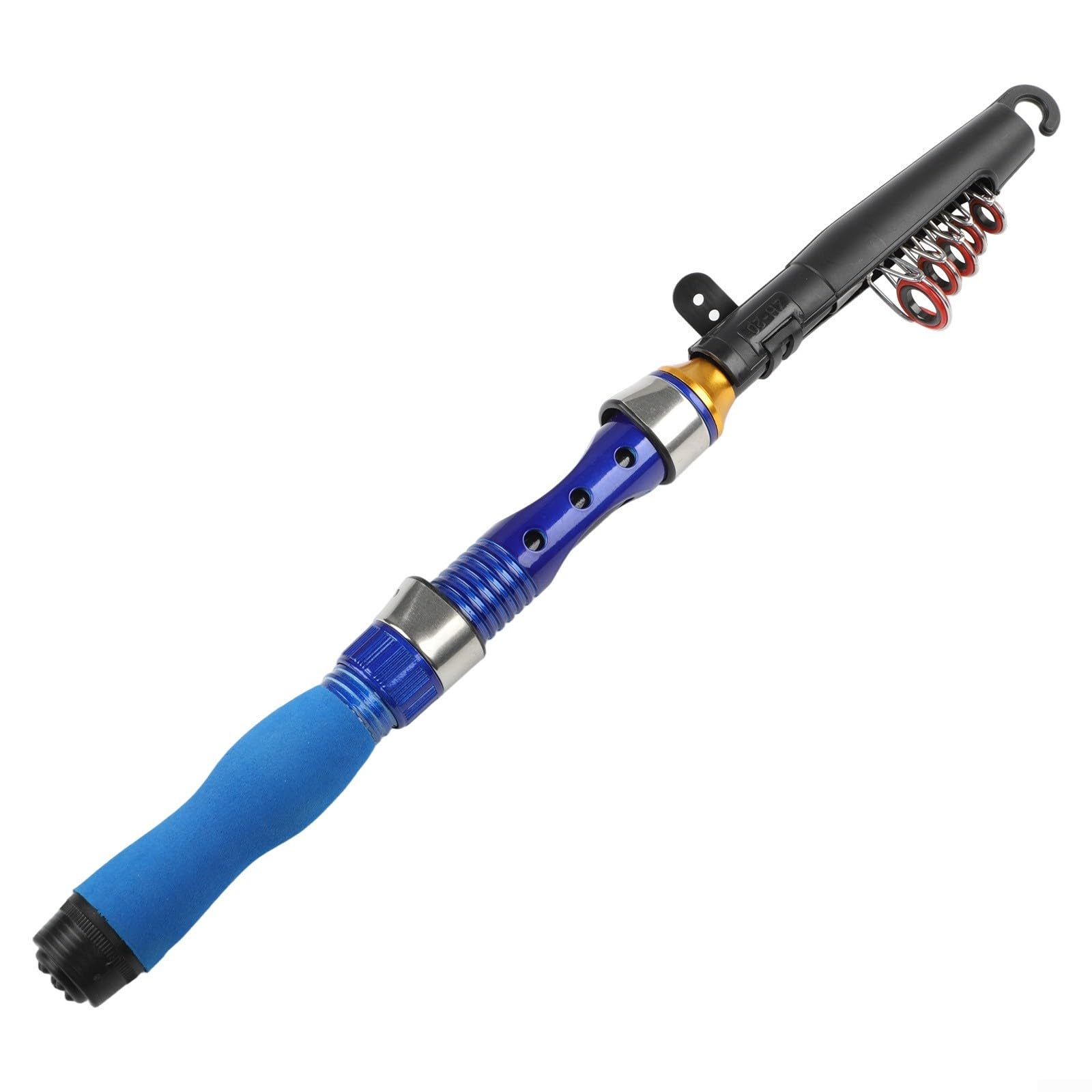 Telescopic Fishing Rod Carbon Fiber Travel Rod Lightweight Compact Collapsible Fishing Pole, With-Aluminum-Spool, For Fresh Water Sea Fishing(1.2M Blue)