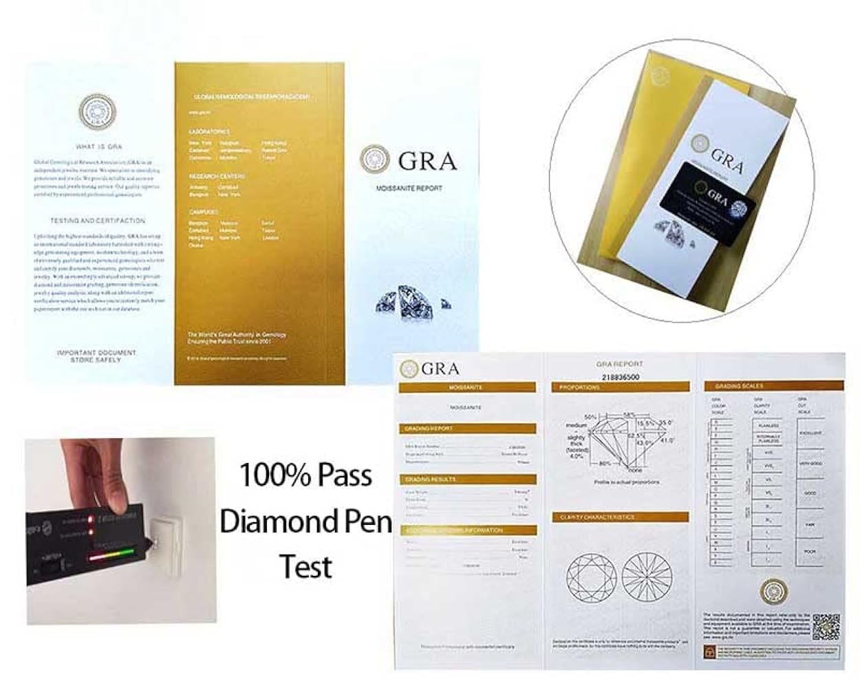 GRA Proof 1 CT D Color VVS1 4 Prongs Setting Moissanite