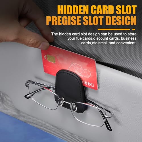 Image of AICEL Sunglasses Holders for Car Sun Visor, Leather Eyeglasses Hanger Mounter, Magnetic Glasses Holder and Ticket Card Clip, Auto Interior Accessories Universal for SUV Pickup Truck