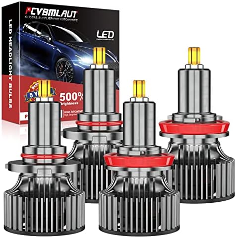 PCVBMLAUT Compatible with Ram 1500 2500 3500 Without Projector (2013-2018) 9005 High Beam H11 Low Beam Led Bulbs, 6 Sides CSP Led Bead 360 Degree Lighting 10000LM Led Halogen Conversion Kit, 4 Bulbs