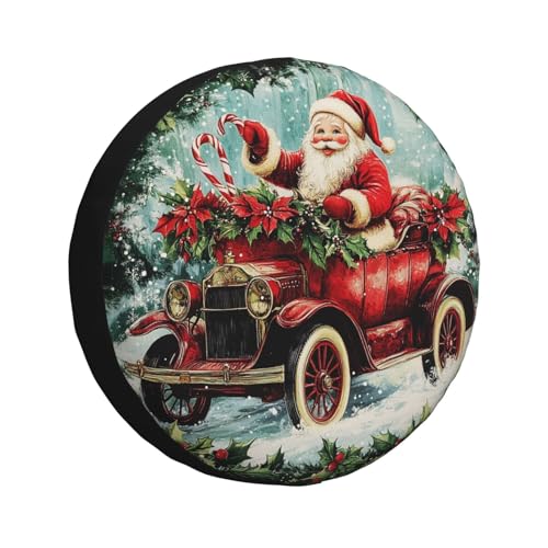Image of Santa Claus Spare Tire Cover Winter Weatherproof Universal Wheel Protectors Christmas New Year Wheel Covers for Rv Camper Travel Trailer SUV Truck 15 Inch Holiday Xmas Decor
