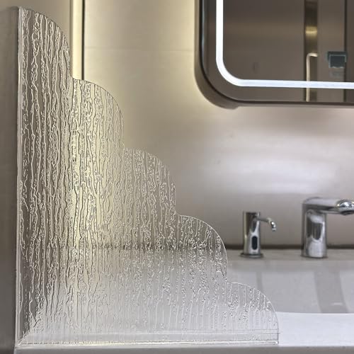 Large Shower Splash Guard, 2 Pack, 9.1 x 11.5 Inch, Waterproof Bathtub Corner Water Blocker with Silicone Base, Unique Acrylic Baffle for Bathroom, Kitchen Sink