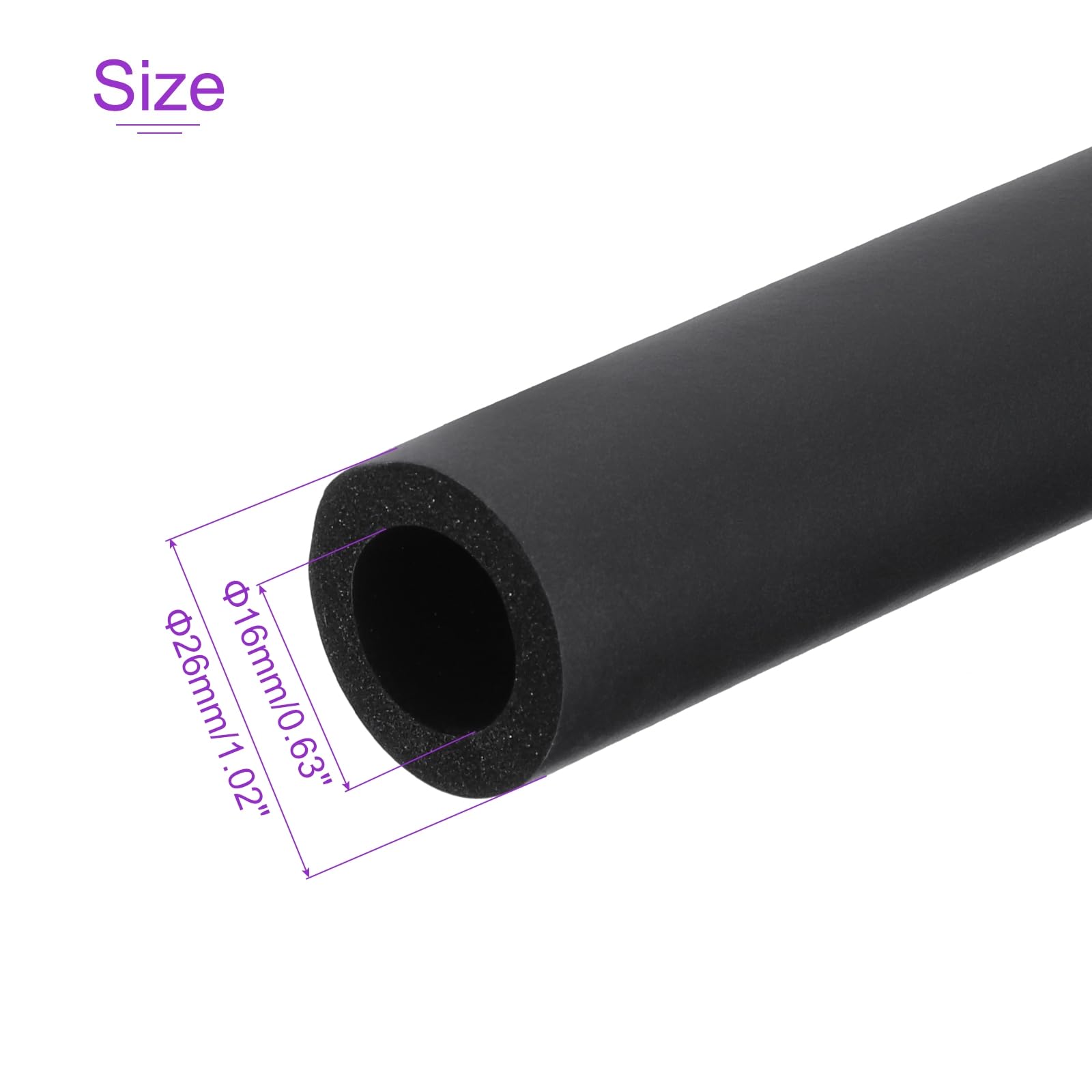 DMiotech Pipe Insulation Tube 16mm(5/8") ID x 5mm Thick 24" Foam Grip Pipes Wrap Closed Cell Foam Tubing Non-Slip for Utensil Tools Handle Support 0.61m - Image 3