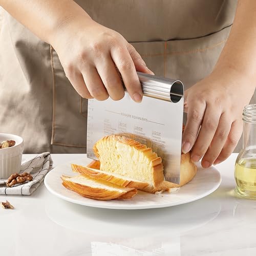 image for 2PCS Dough Pastry Bench Cutter Scraper, OLULU Stainless Steel Kitchen 
