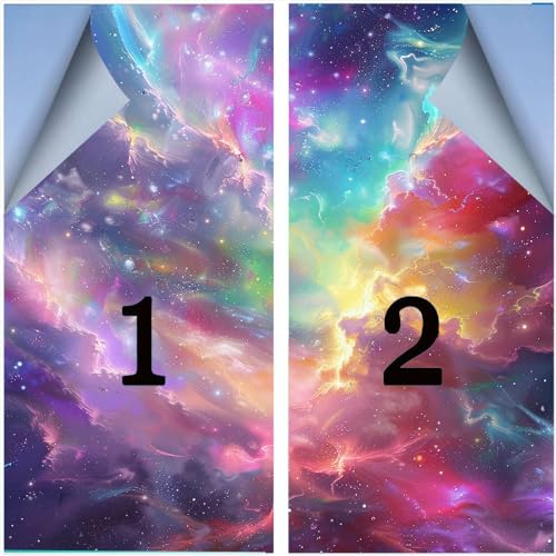 Vinilo adhesivo para ventana estilo nebulosa colorida 2 pzas miniatura 3
