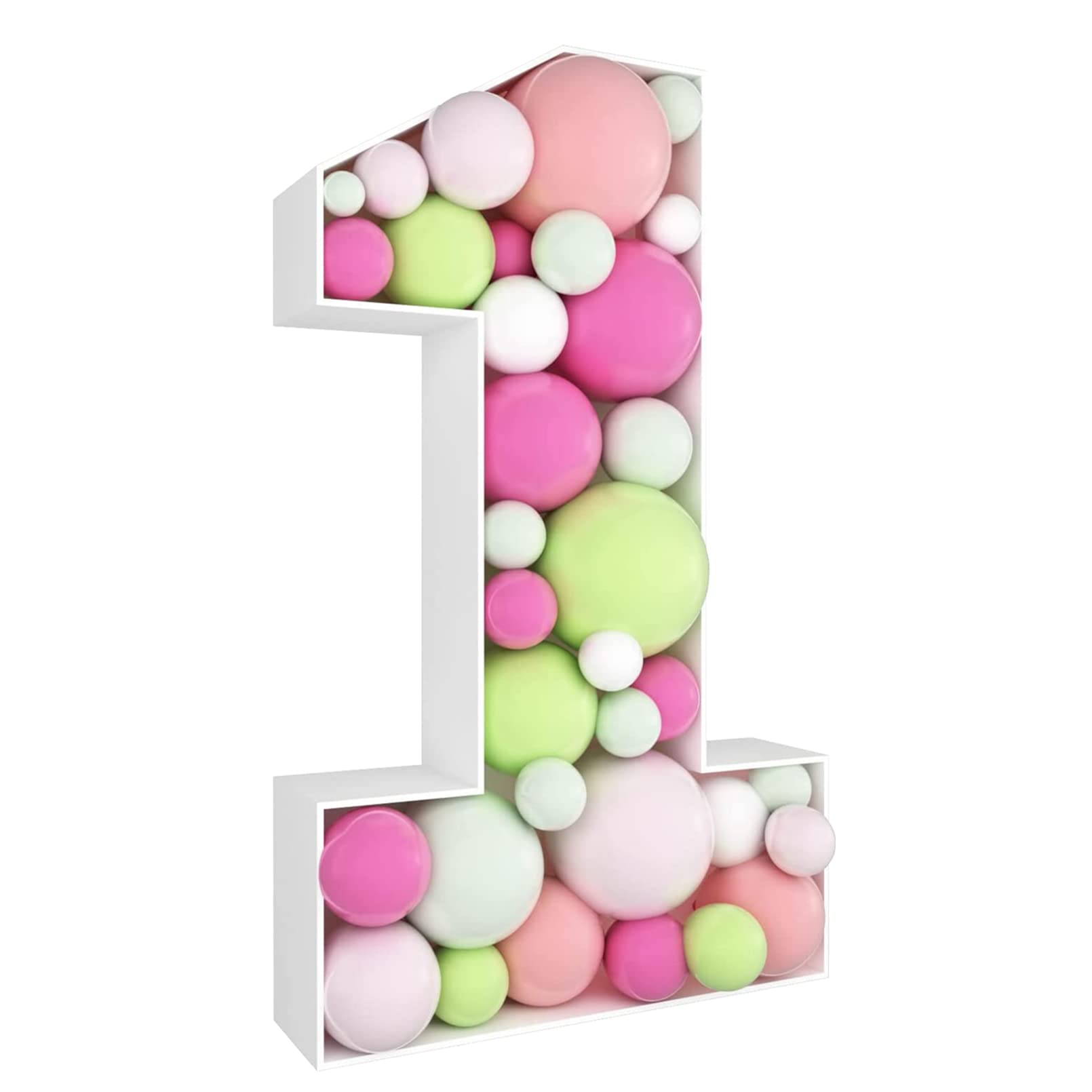 Mosaic Balloon Frame Marquee Pre-Cut Kit Number 1 Cut-out Extra Large Foam Board, First Birthday Backdrop 1st Birthday Boy Girl Party Anniversary Decorations(1)