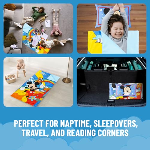 Image of Jay Franco Kids Slumber Bag and Pillow - 54 x 27 Inch Comfy Indoor Sleeping Bag for School and Sleepovers, 2 Piece Set, Multi - Mickey Mouse
