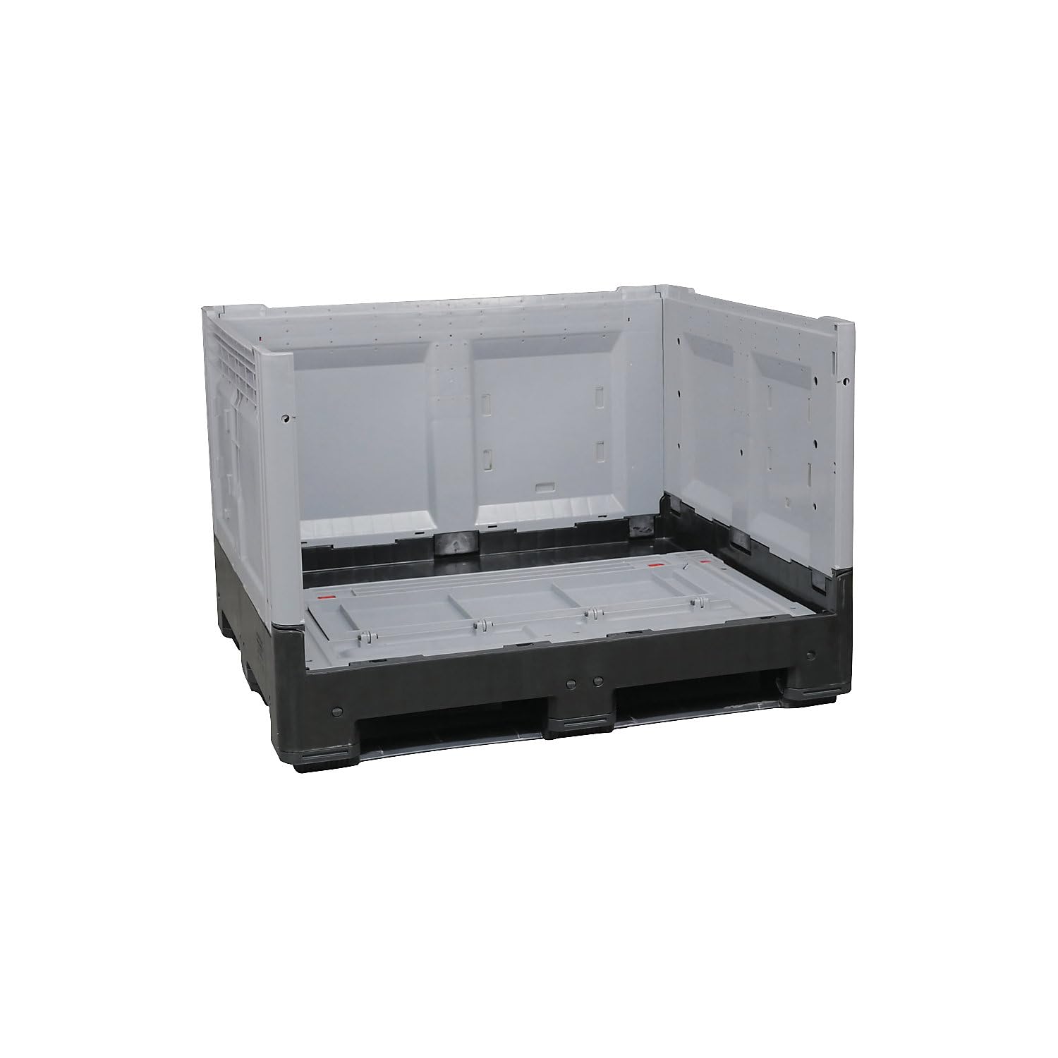 FRANKEL kaiserkraft | Caisse-palette pliante | L x l x h 1200 x 1000 x 800 mm | 3 semelles | plein | gris/noir