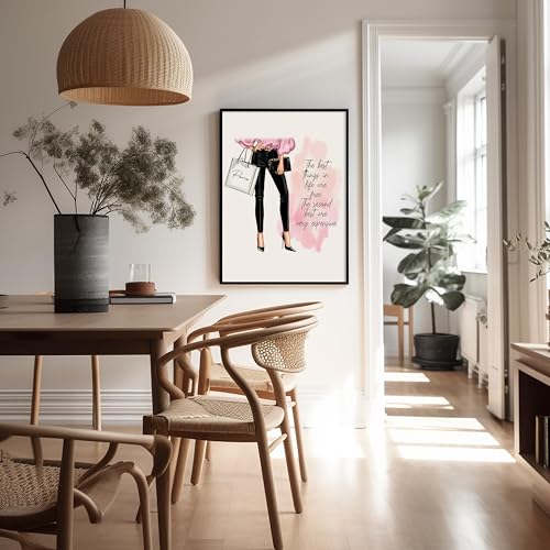 Image of Poster Master The Best Thing In Life Are Free Poster - Fashion Print - Trendy Art - Modern Art - Gift for Women & Fashionista - Funny Glamour Decor for Bedroom or Girl's Room - 11x14 UNFRAMED Wall Art