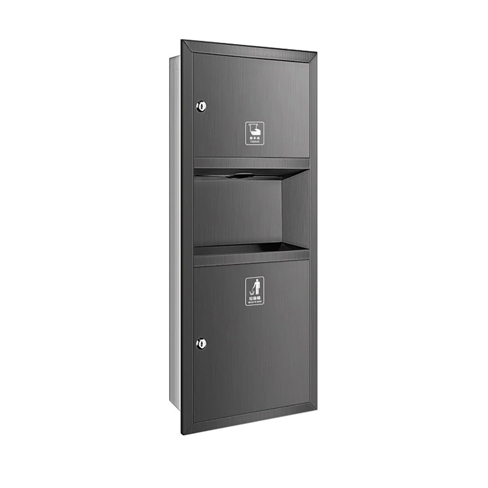 Portarrollos Papel Higiénico Empotrable de Acero Inoxidable 304, Hornacina de Pared con Cubo de Basura Integrado, Portarollos Baño Impermeable y Antióxido(Gray,750x345x140mm)