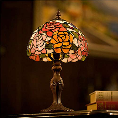 Veilleuse de nuit rose E27 pour chambre coucher lampe de table Tiffany créative - 6