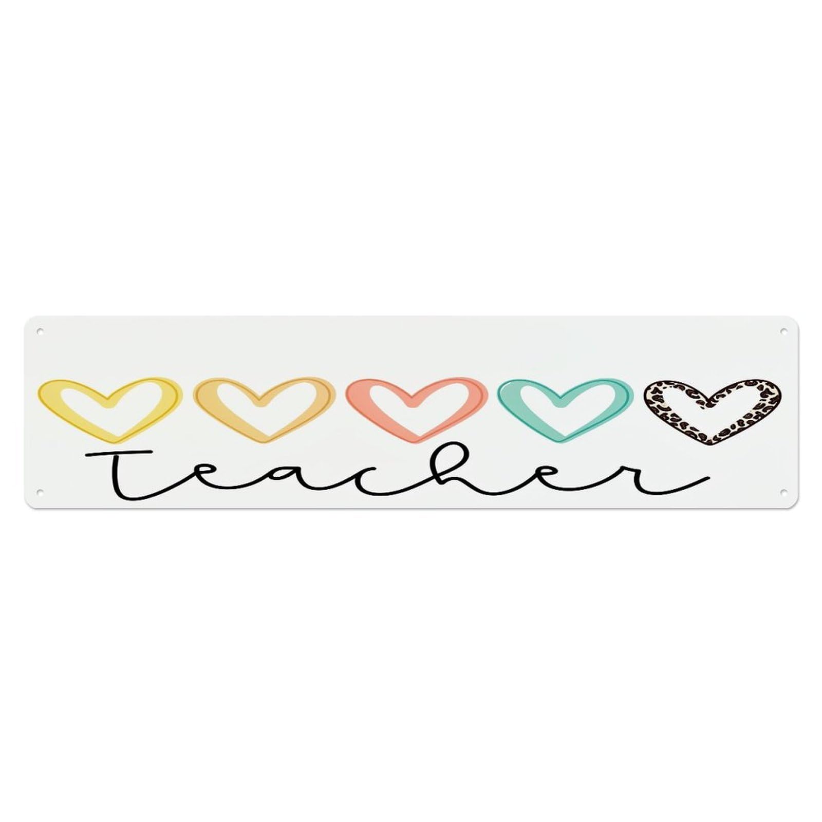 Heart Pattern Teacher Design Metal Tin Sign Plaque