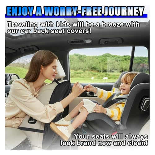 Image of BDZMC 2PCS Car Seat Back Protector Kick Mats, Waterproof Oxford Cloth Car Seat Cover, Universal Fit for Most Cars, Trucks, SUVs