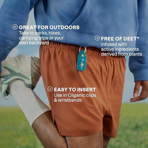 cliganic mosquito repellent pack 1 clip  2 refill pellets - natural deet-free essential oil infused