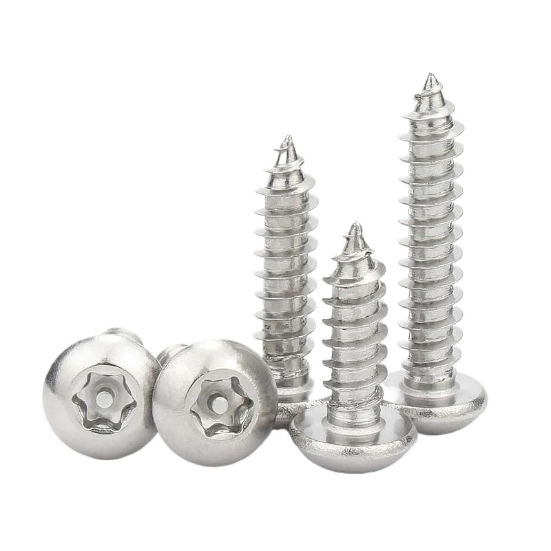SS304 Stainless Steel Pin Tamper Torx Socket Button Head Self Tapping Screws M2-M6 (M5 x 10mm, 100pcs)