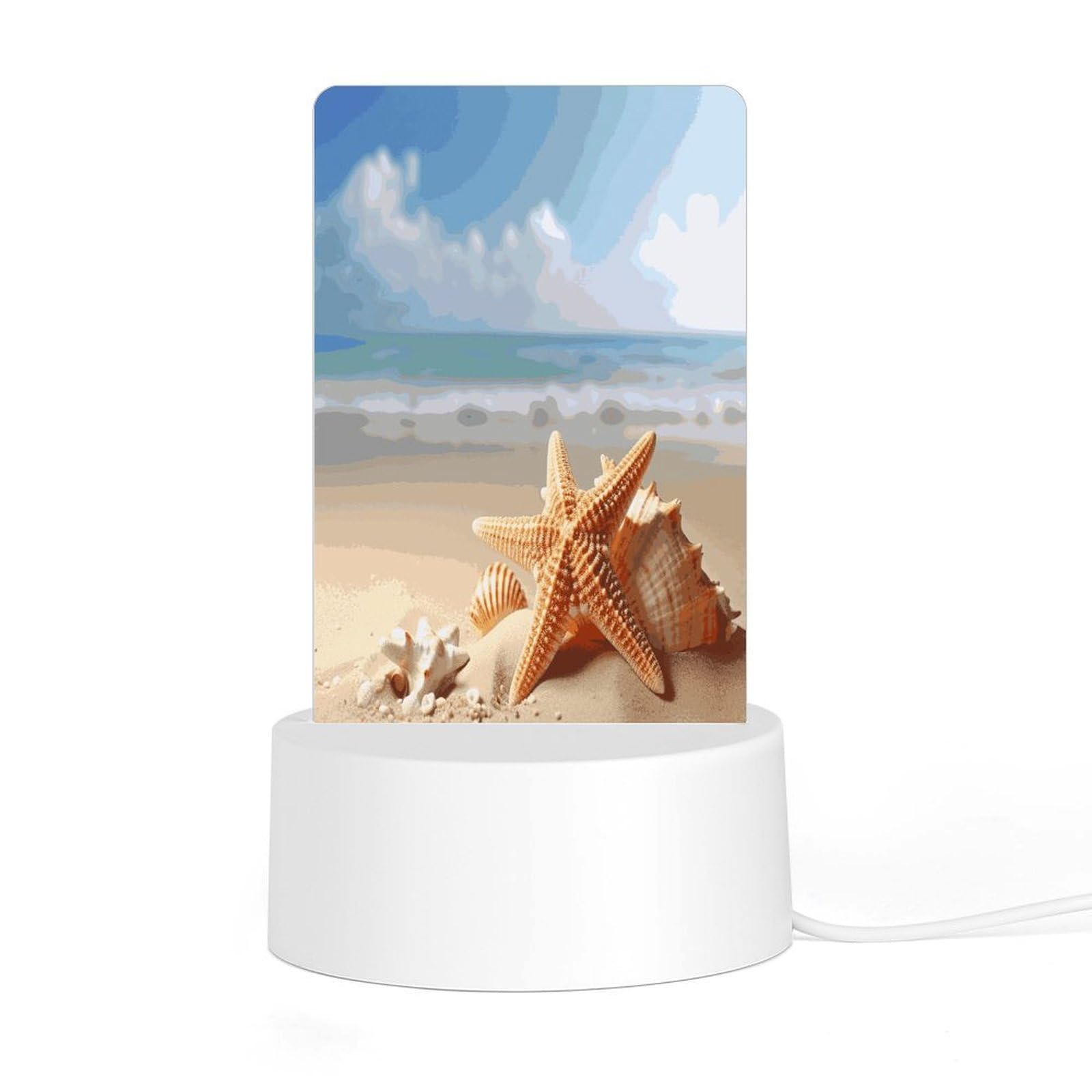 Adfgyerh Style Summer Starfish Seashell Night Light Acrylic Material Easy Installation, Home Decor Usb Interface Power Supply, Lamp For Restaurant Bar Cafe Room Decor