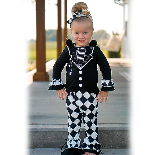 Image of HINTINA Toddler Baby Girls Halloween Thanksgiving Outfits Bell Bottom Flared Pants Set