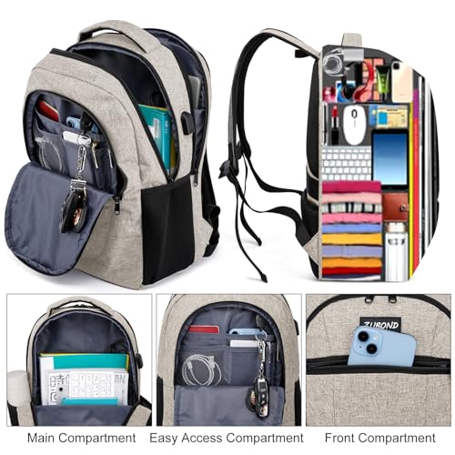 Image of ZUBOND Backpack for Men and Women, School Backpack for Teen Boys, Business Travel 15.6 Inch Laptop Backpack with USB Charging Port, Water Resistant Slim Sturdy College Computer Bag Gift