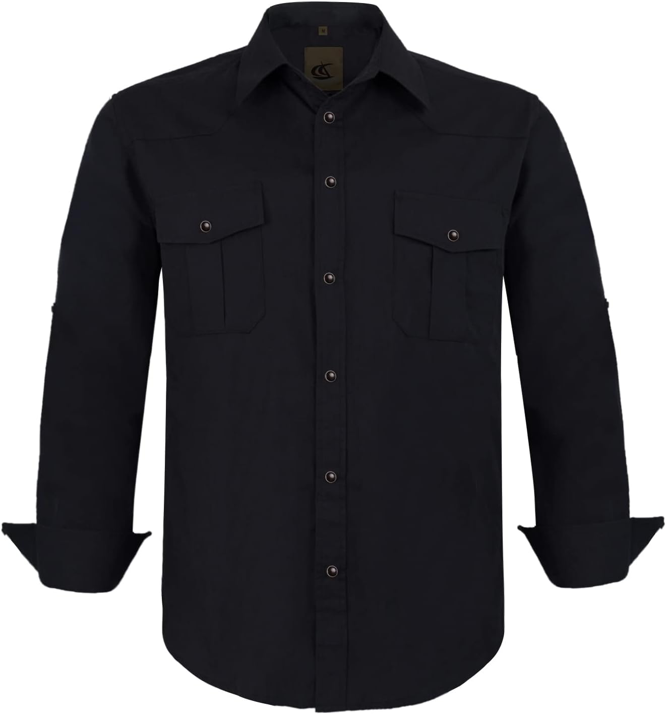 Dress Shirt for Men Western Cowboy Long Sleeve Casual Two Pockets Work Solid Pearl Snap Buttons Up Wrinkle Free Shirts