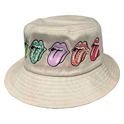 The Rolling Stones Bucket Hat Multi Tongue Pattern Official Unisex Natural Size Small/Medium