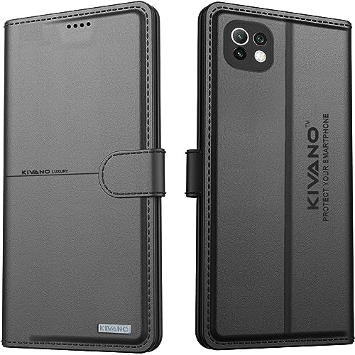 Image of KIVANO Compatible with Xiaomi Redmi 11 Lite NE 5G / Xiaomi Redmi 11 Lite /Xiaomi Redmi 11 Lite 5G Flip Cover | Leather Finish | Inside Pockets & Inbuilt Stand | Shockproof Wallet Style Black