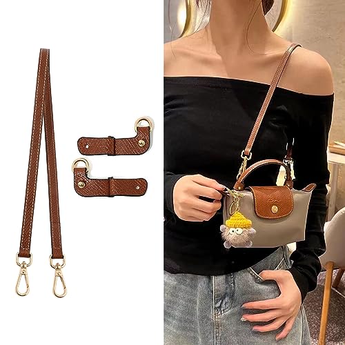 Image of Leather Purse Straps Replacement Shoulder Strap Leather Adjustable Crossbody Strap Suitable for Long champ Handbags