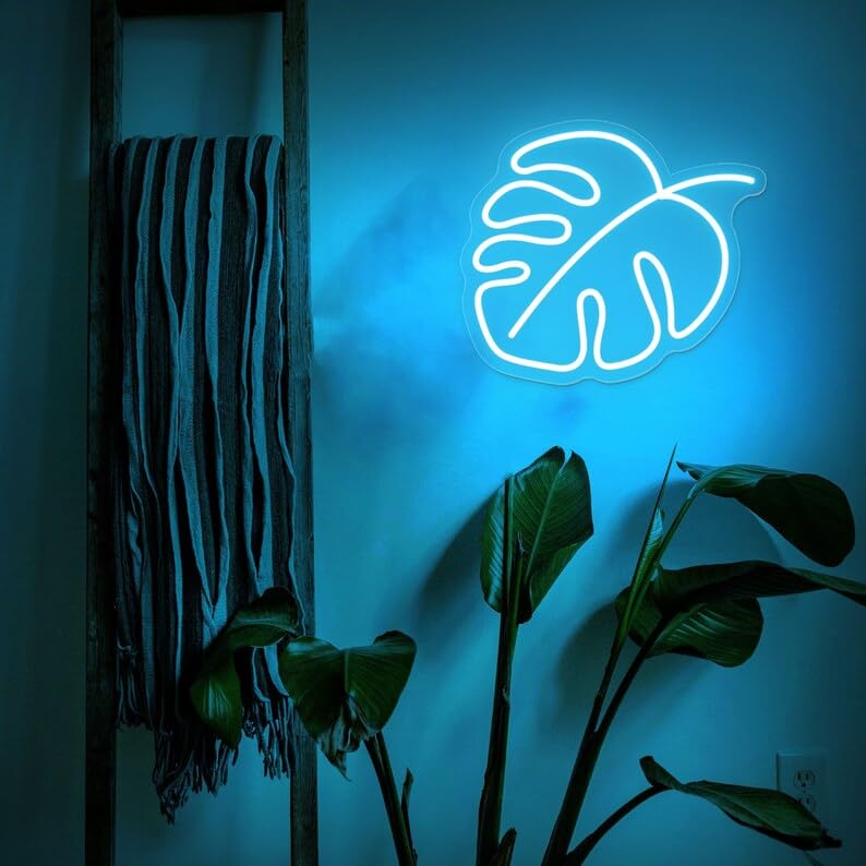 Monstera Leaf LED Neon Sign, Custom Neon Sign Led Sign for Bedroom Room Home Yard Bar Party Wall Decor Neon Wall Art Cute Neon Sign Yard Neon Sign