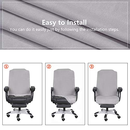 Image of SARAFLORA Office Chair Covers Stretch Washable Computer Chair Slipcovers for Universal Rotating Boss Chair Large Size, Silver Grey