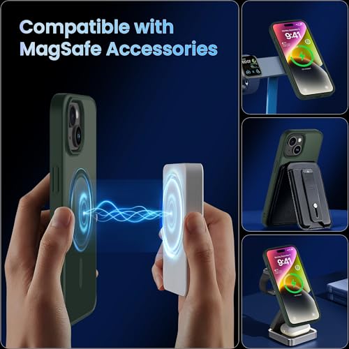 Image of CACOE Magnetic Case for iPhone 13 & iPhone 14 6.1 inch, Dark Green